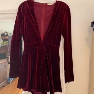 The Indigo Child • Velvet Red Romper • V-cut front • XS/S